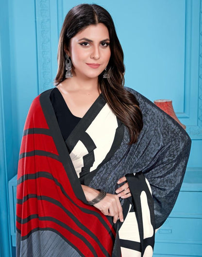 Black Printed Silk Saree