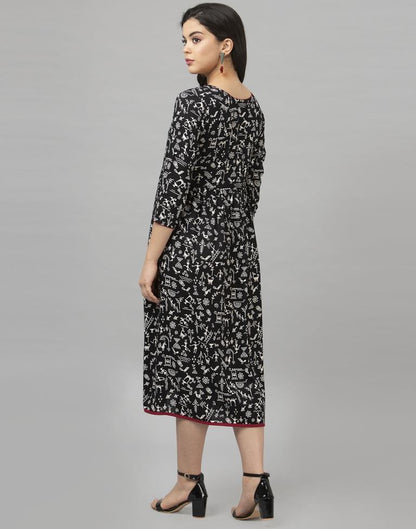 Sparkling Black Coloured Printed Rayon Kurti | Sudathi