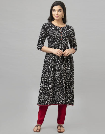 Sparkling Black Coloured Printed Rayon Kurti | Sudathi