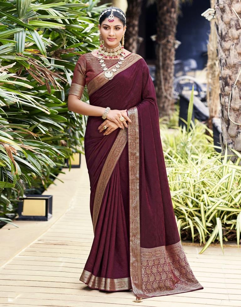 Maroon Jacquard Saree
