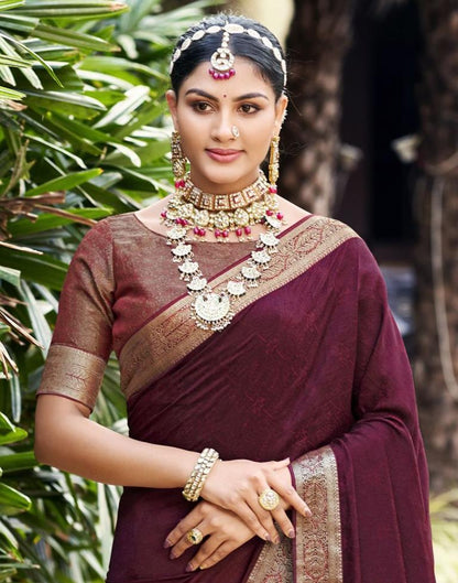Maroon Jacquard Saree