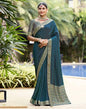 Teal Blue Jacquard Saree
