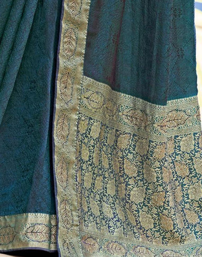 Teal Blue Jacquard Saree