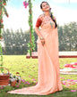 Peach Plain Chiffon Saree