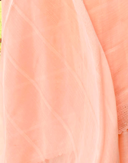 Peach Plain Chiffon Saree