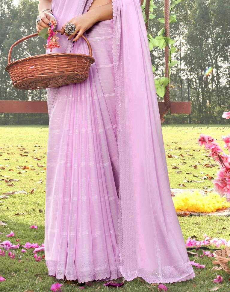 Lavender Plain Chiffon Saree