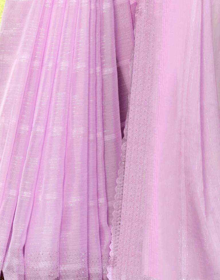 Lavender Plain Chiffon Saree