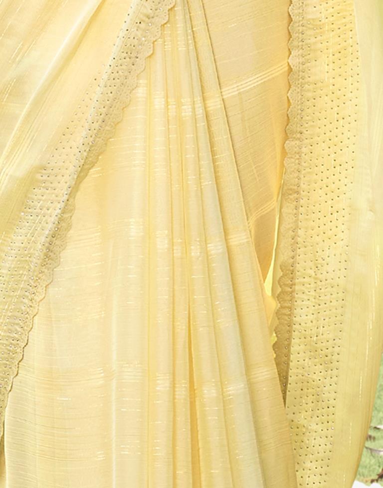 Light Yellow Plain Chiffon Saree