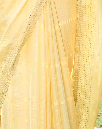 Light Yellow Plain Chiffon Saree