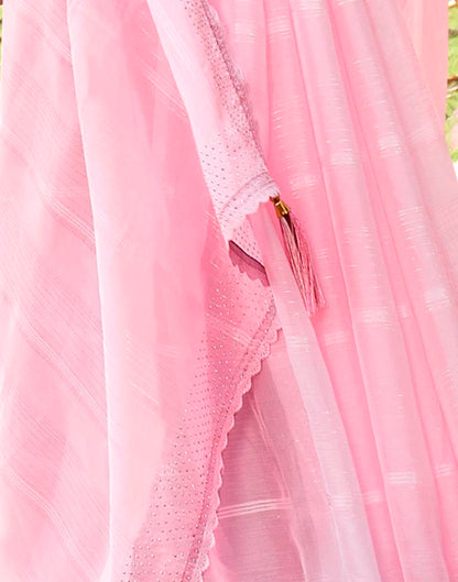 Light Pink Plain Chiffon Saree