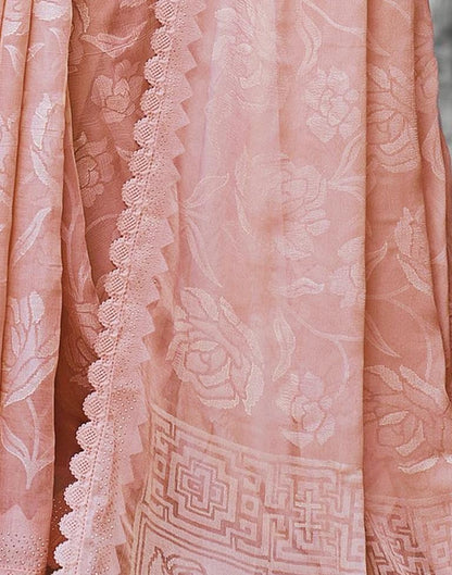 Light Peach Self Woven Brasso Saree