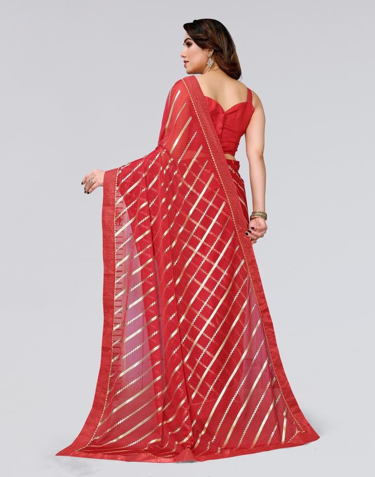 Red Printed Lycra Saree