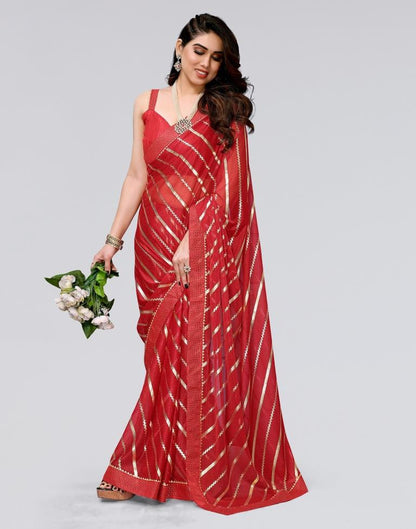 Red Printed Lycra Saree