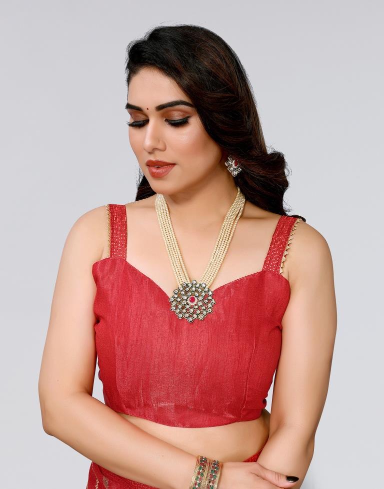 Red Printed Lycra Saree