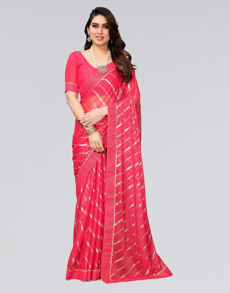 Pink Printed Lycra Saree