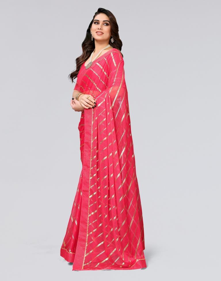 Pink Printed Lycra Saree