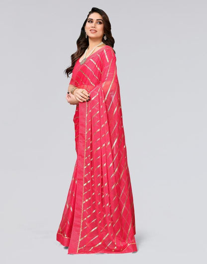 Pink Printed Lycra Saree