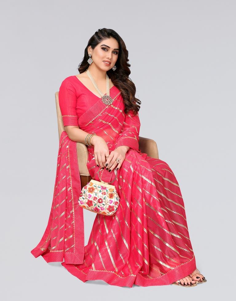 Pink Printed Lycra Saree