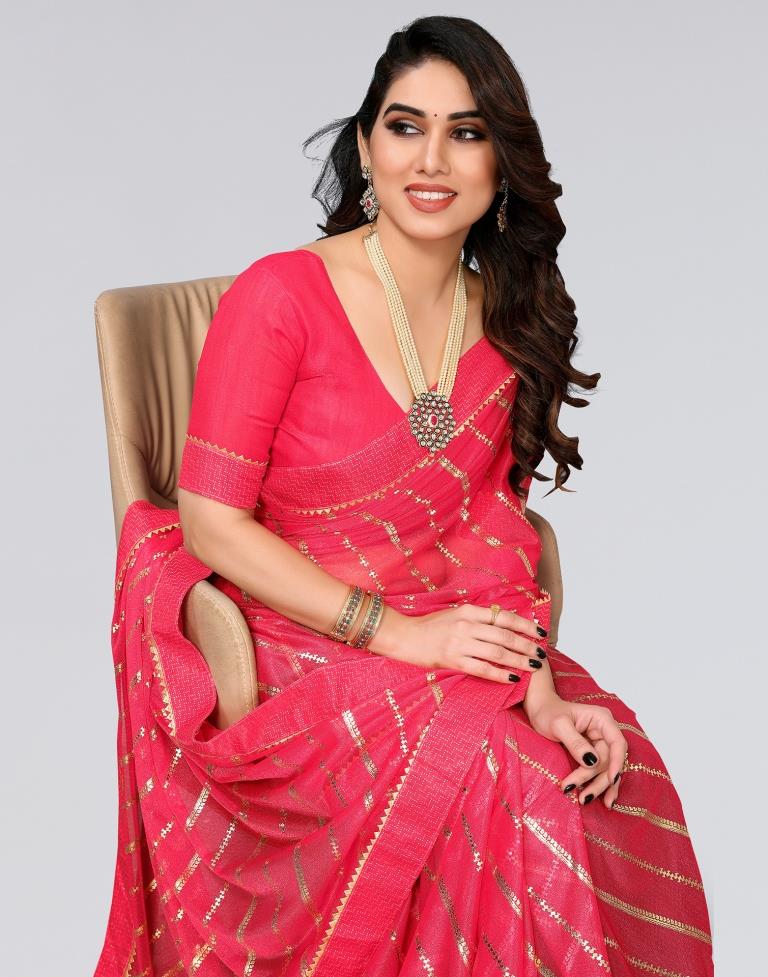 Pink Printed Lycra Saree