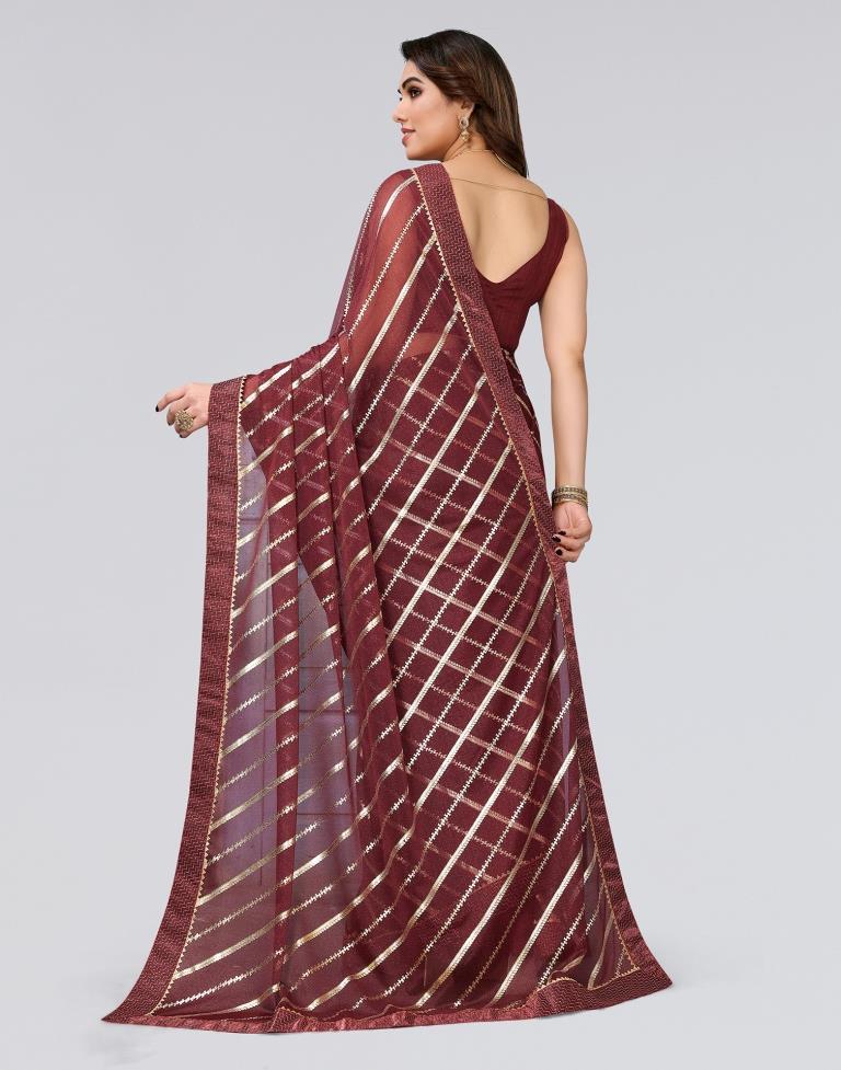 Brown Printed Lycra Saree