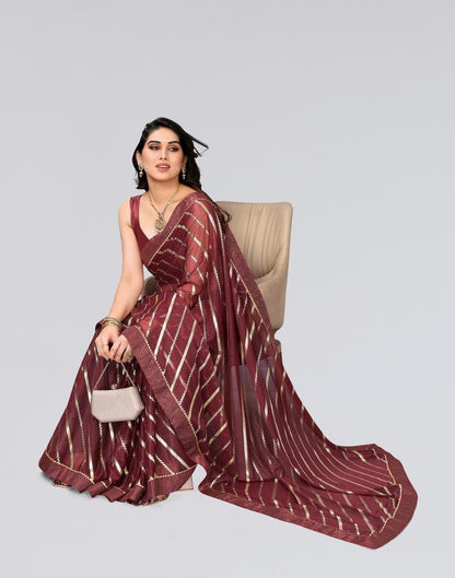 Brown Printed Lycra Saree