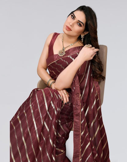 Brown Printed Lycra Saree