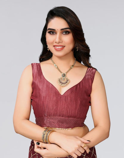 Brown Printed Lycra Saree