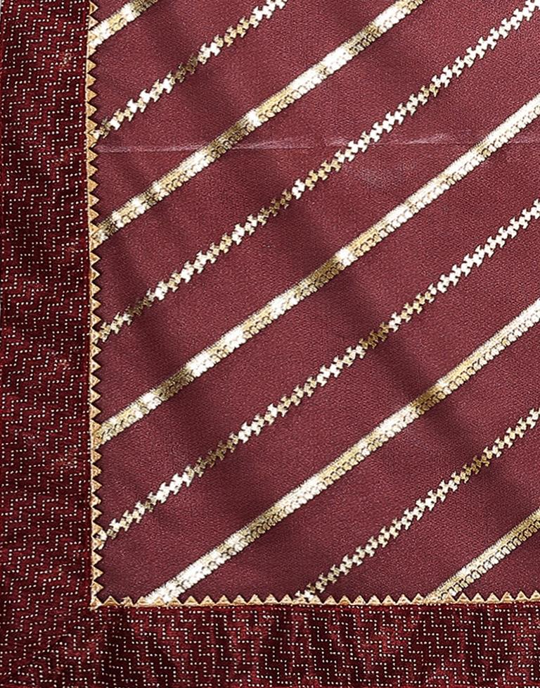 Brown Printed Lycra Saree