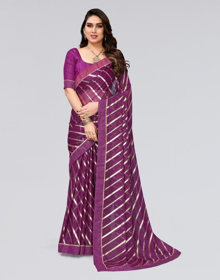 Wine Printed Lycra Saree