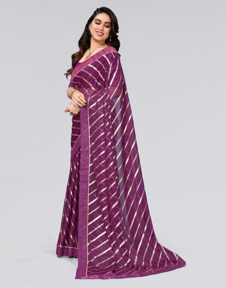 Wine Printed Lycra Saree