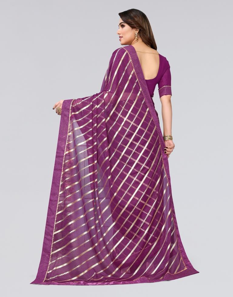 Wine Printed Lycra Saree