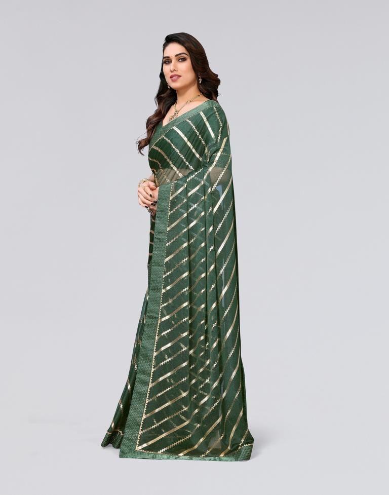 Green Printed Lycra Saree