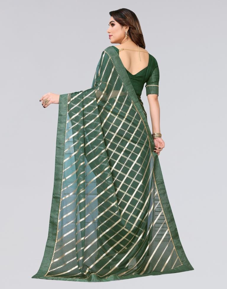 Green Printed Lycra Saree