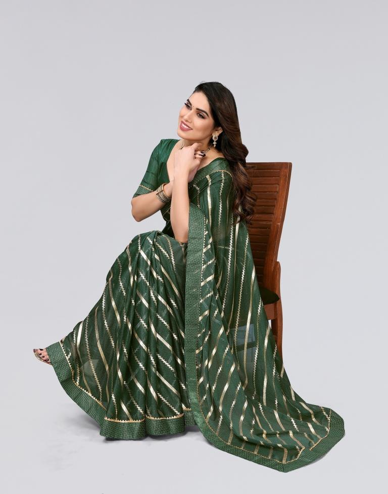 Green Printed Lycra Saree