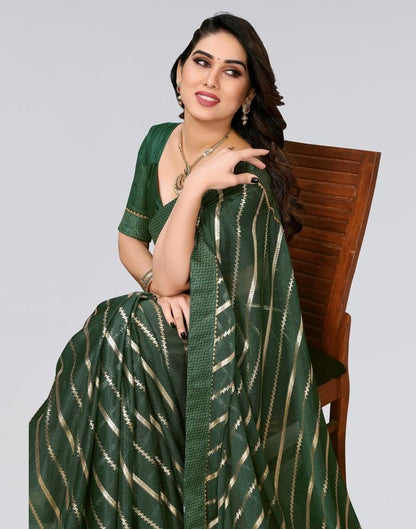 Green Printed Lycra Saree