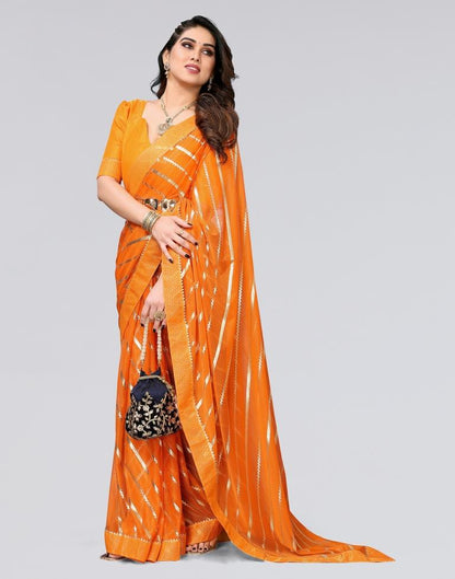 Yellow Printed Lycra Saree