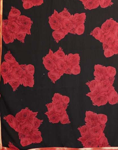 Black Printed Chiffon Saree