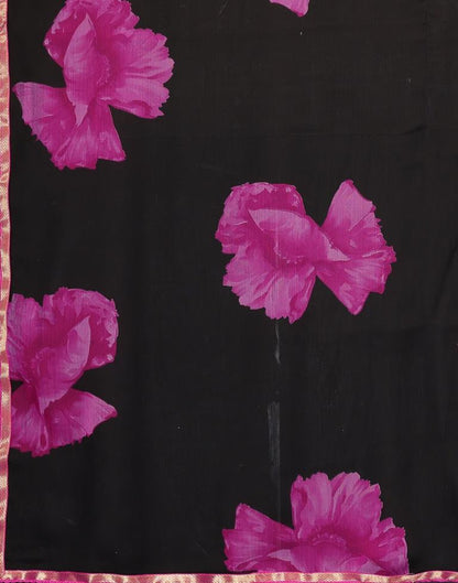 Black Printed Chiffon Saree