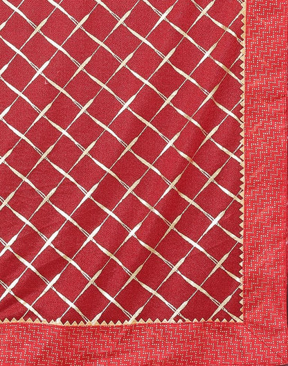 Dark Red Printed Lycra Saree