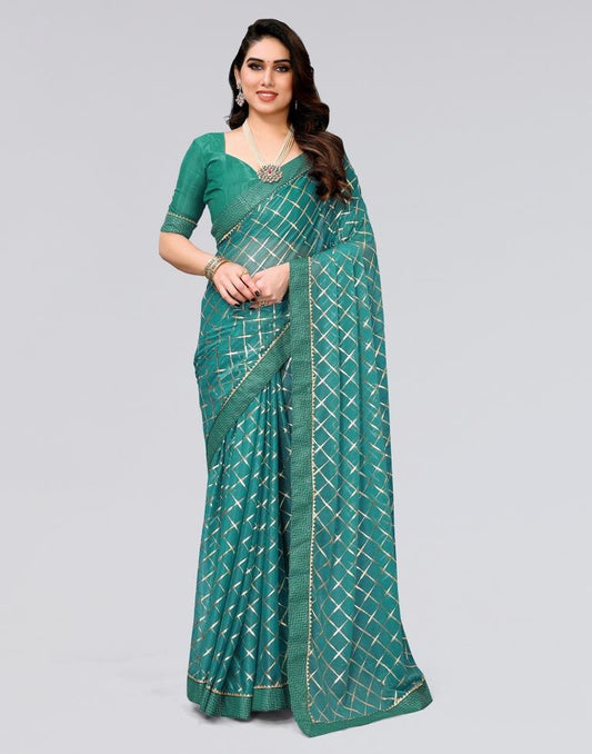 Green Printed Lycra Saree