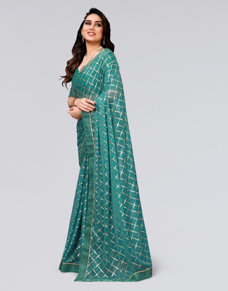 Green Printed Lycra Saree