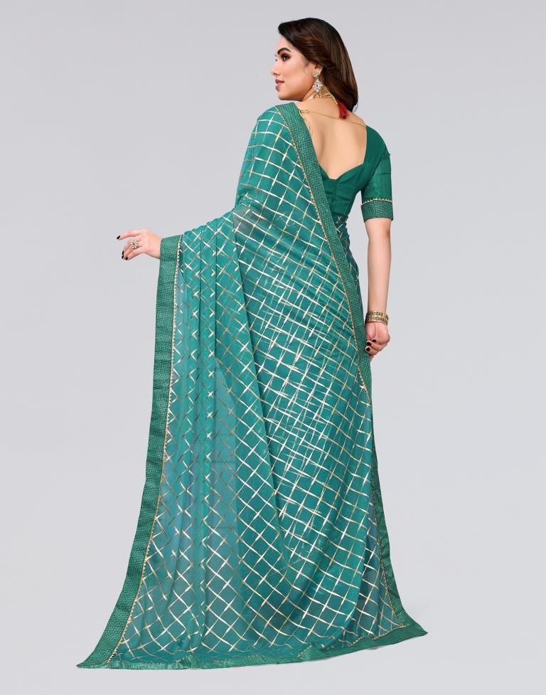 Green Printed Lycra Saree