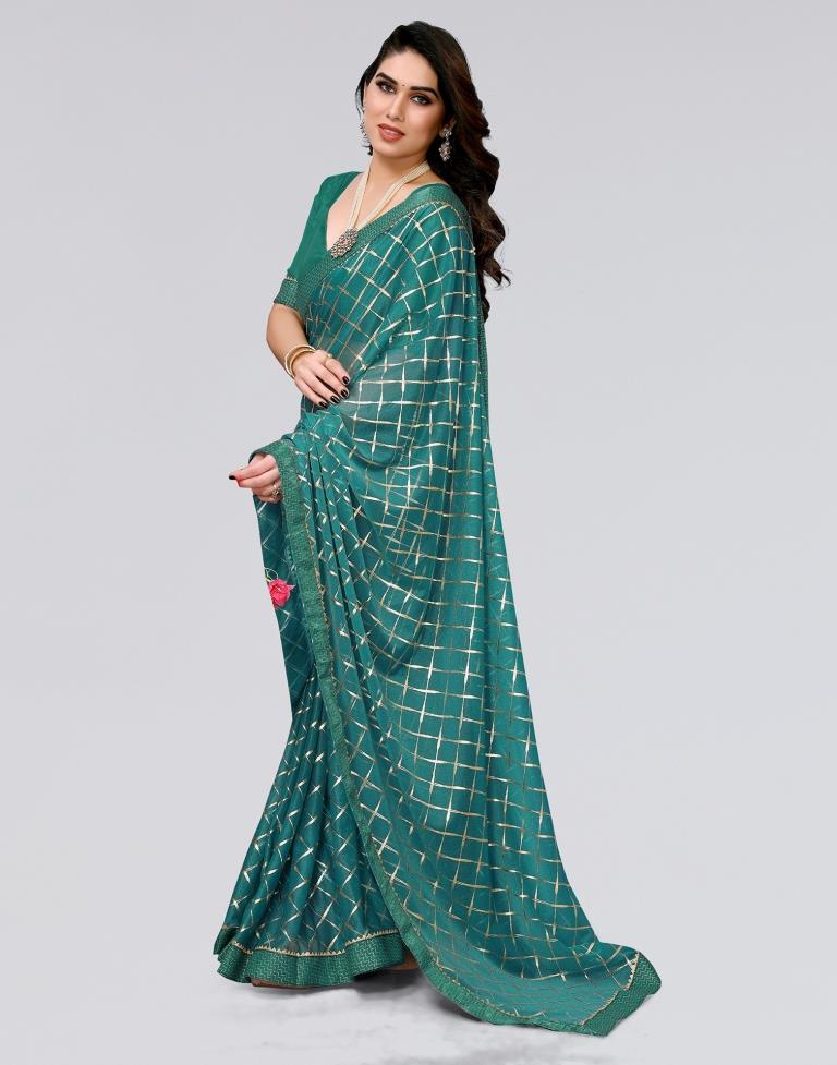 Green Printed Lycra Saree