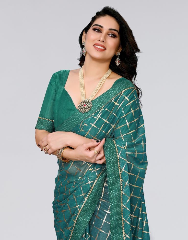 Green Printed Lycra Saree