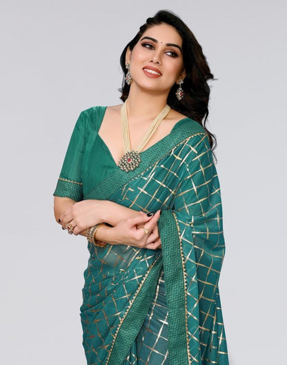 Green Printed Lycra Saree