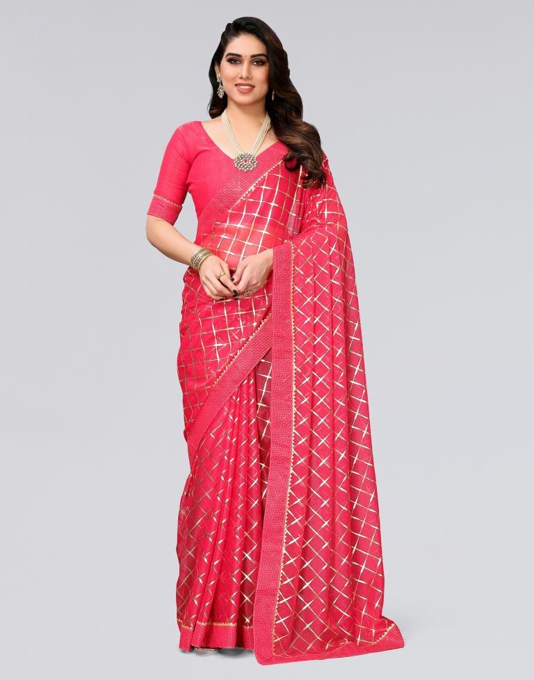 Pink Printed Lycra Saree