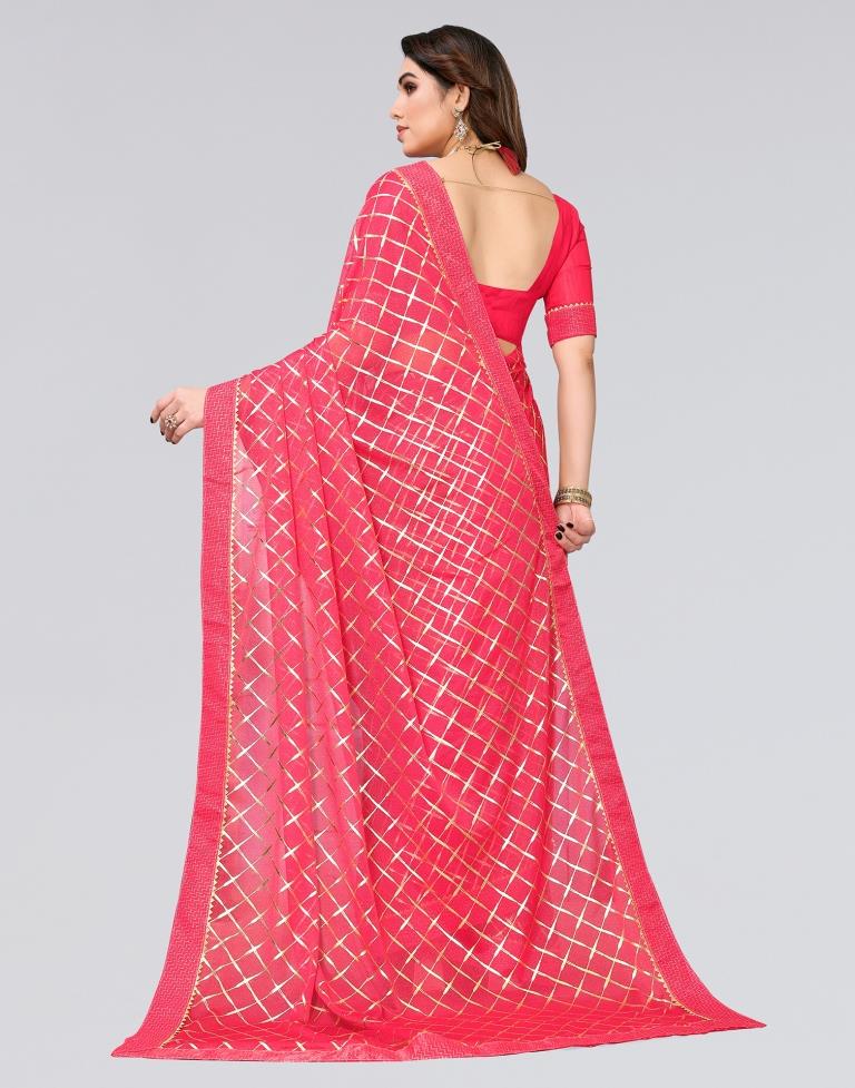 Pink Printed Lycra Saree