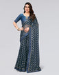 Teal Blue Printed Lycra Saree