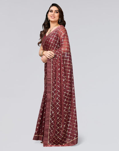 Brown Printed Lycra Saree