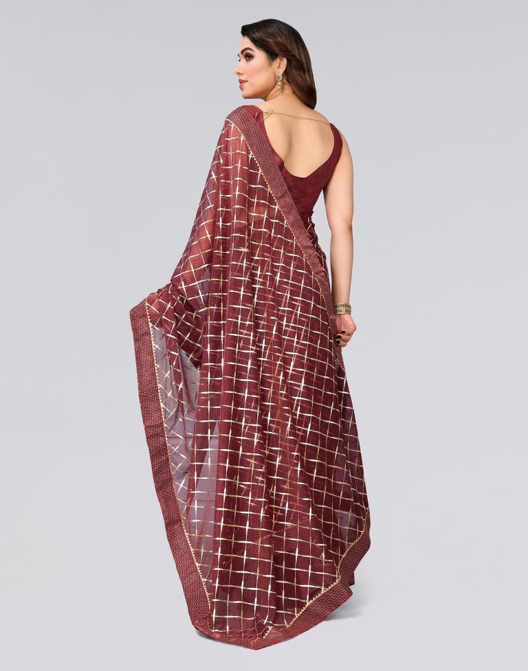 Brown Printed Lycra Saree